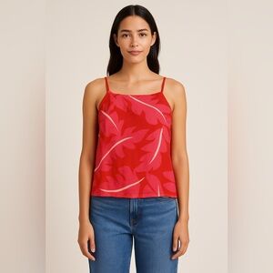 Trovata Birds of Paradis Tank, 100% Linen, Beautiful Tropical Print, Sz Large